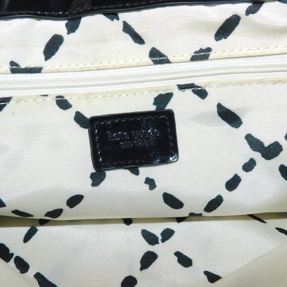 Kate Spade Black Wool Button Tote Bag With Patent Leather Handles & Lined In - Picture 9 of 12